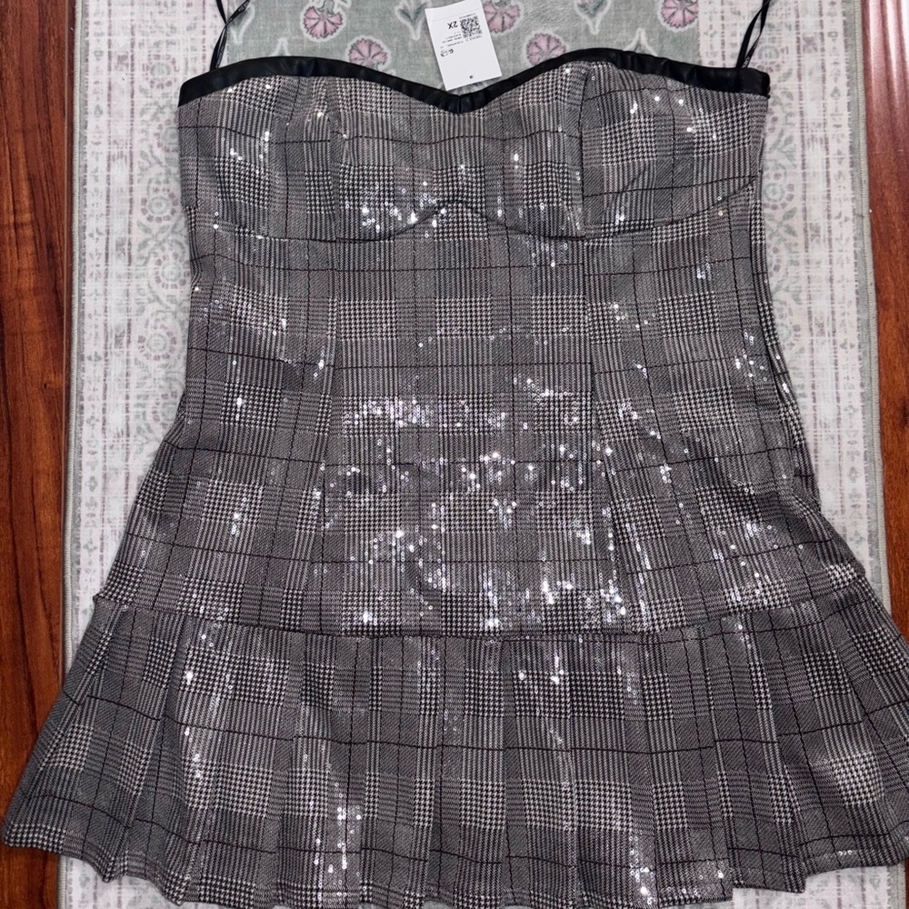 NWT | Forever 21 Sequin Plaid Pleated Mini Dress